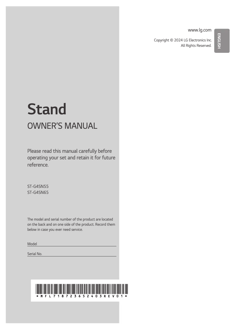 Image de la première page du manuel de l'appareil ST-G4SN65