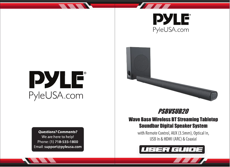 Página 1 del manual Manual de usuario Pyle PSBVSUB20