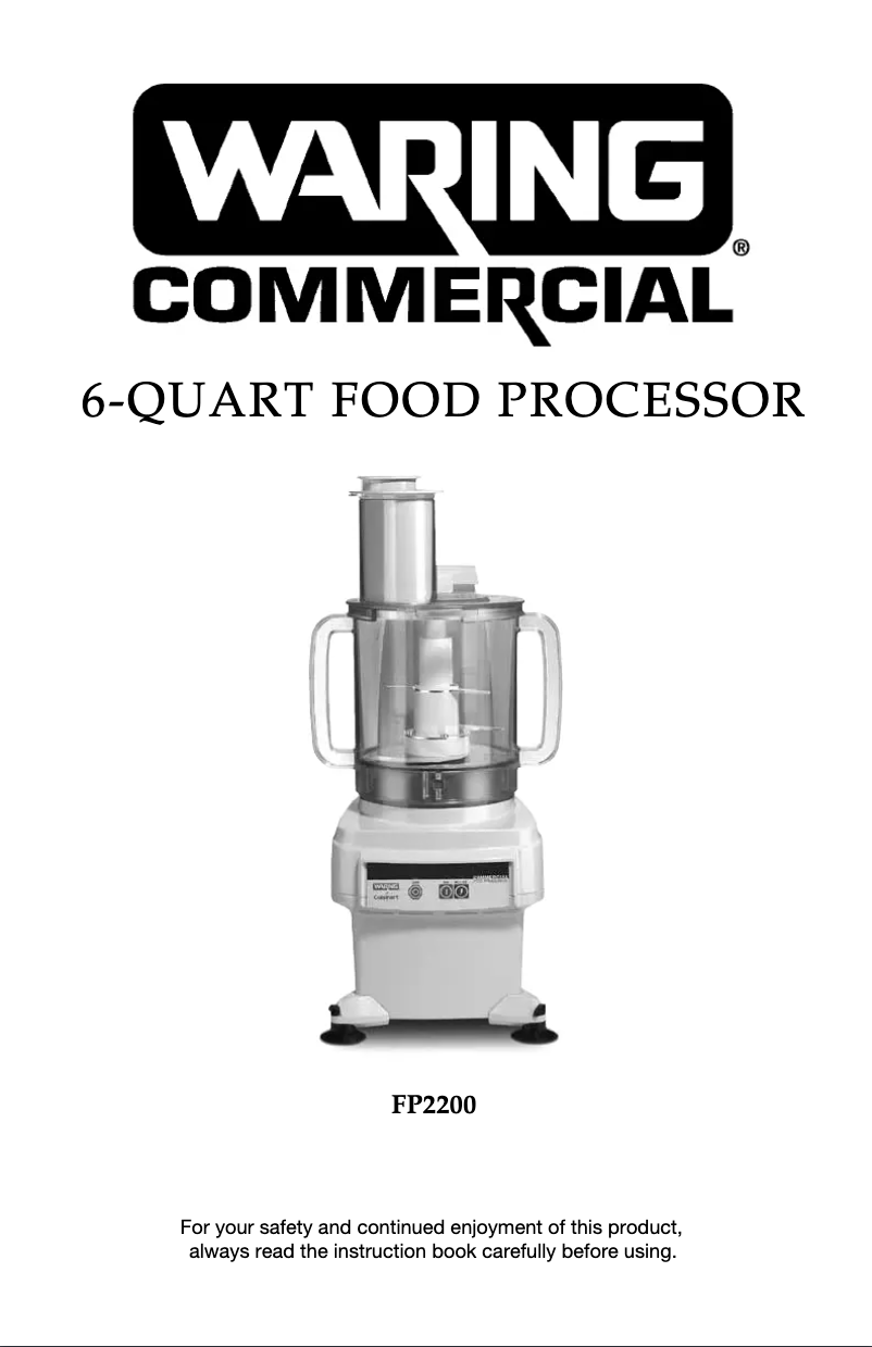 Page 1 de la notice Instructions / montage Waring Commercial FP2200