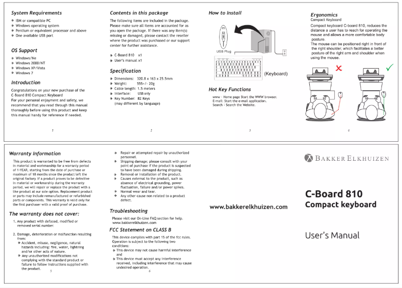 Page n°1 - Manuel utilisateur BakkerElkhuizen C-board 810 US