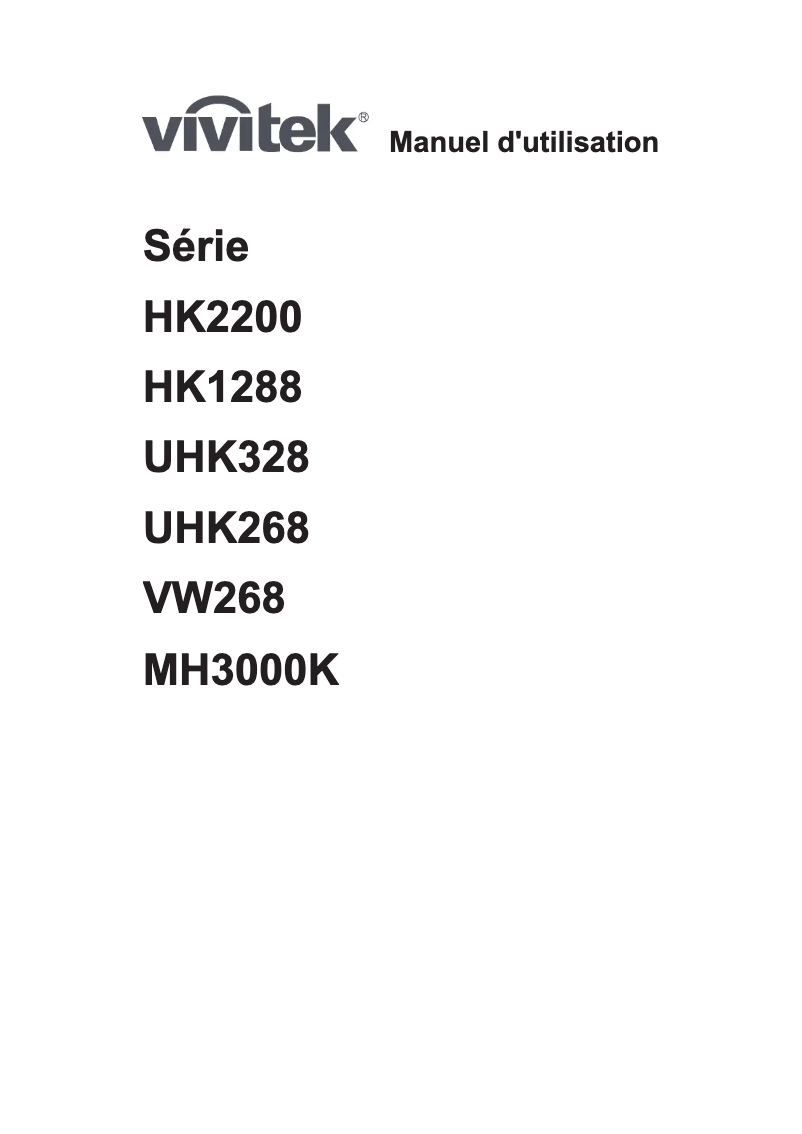 Page 1 de la notice Manuel utilisateur Vivitek HK2200