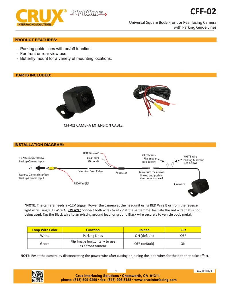 Page 1 de la notice Manuel utilisateur CRUX CFF-02
