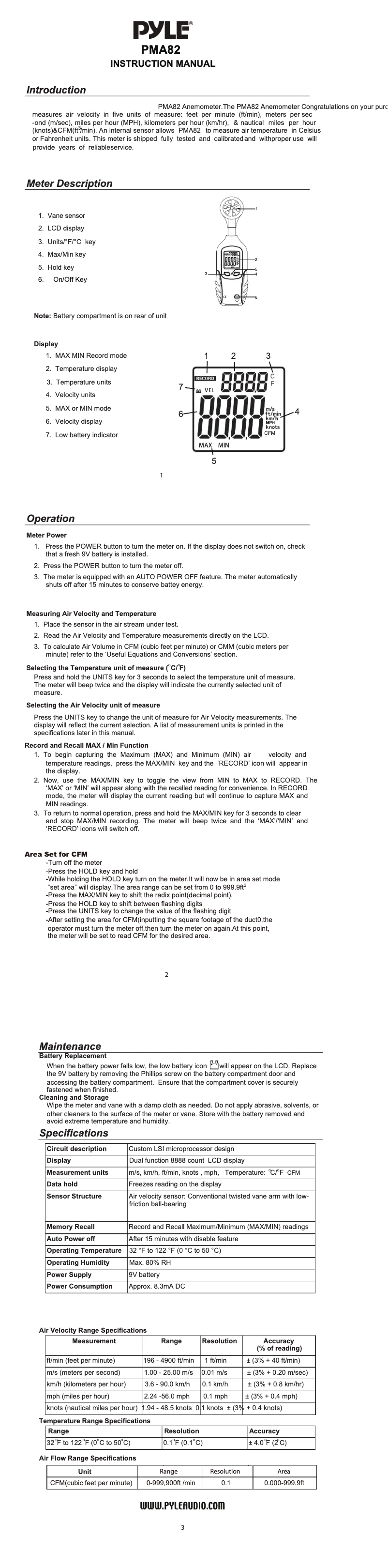 Page n°1 - Manuel utilisateur Pyle PMA82