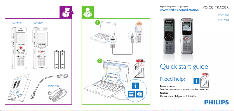 Page 1 de la notice Manuel utilisateur Philips Voice Tracer DVT2000