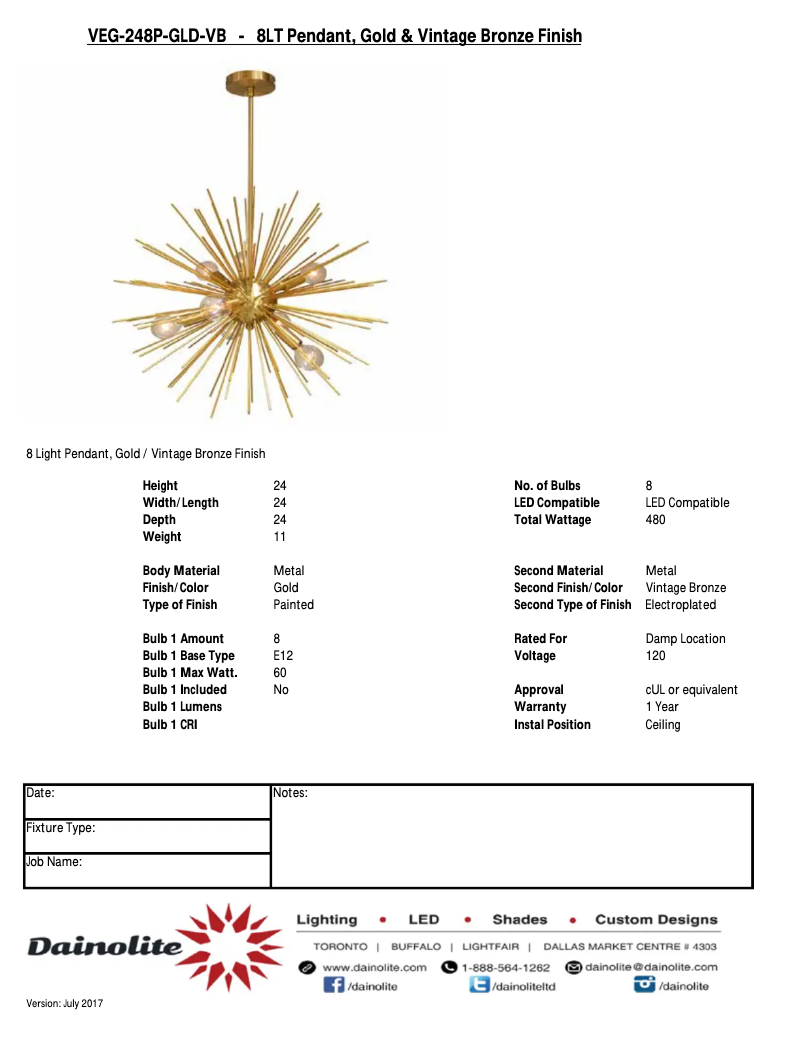 Page 1 de la notice Manuel utilisateur Dainolite VEG-248P-GLD-VB