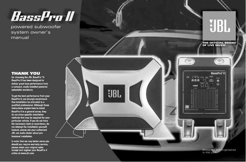Page n°1 - Manuel utilisateur JBL BassPro II