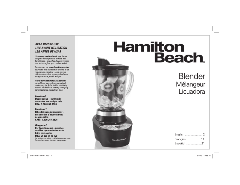 Page 1 de la notice Mode d'emploi Hamilton Beach 56206