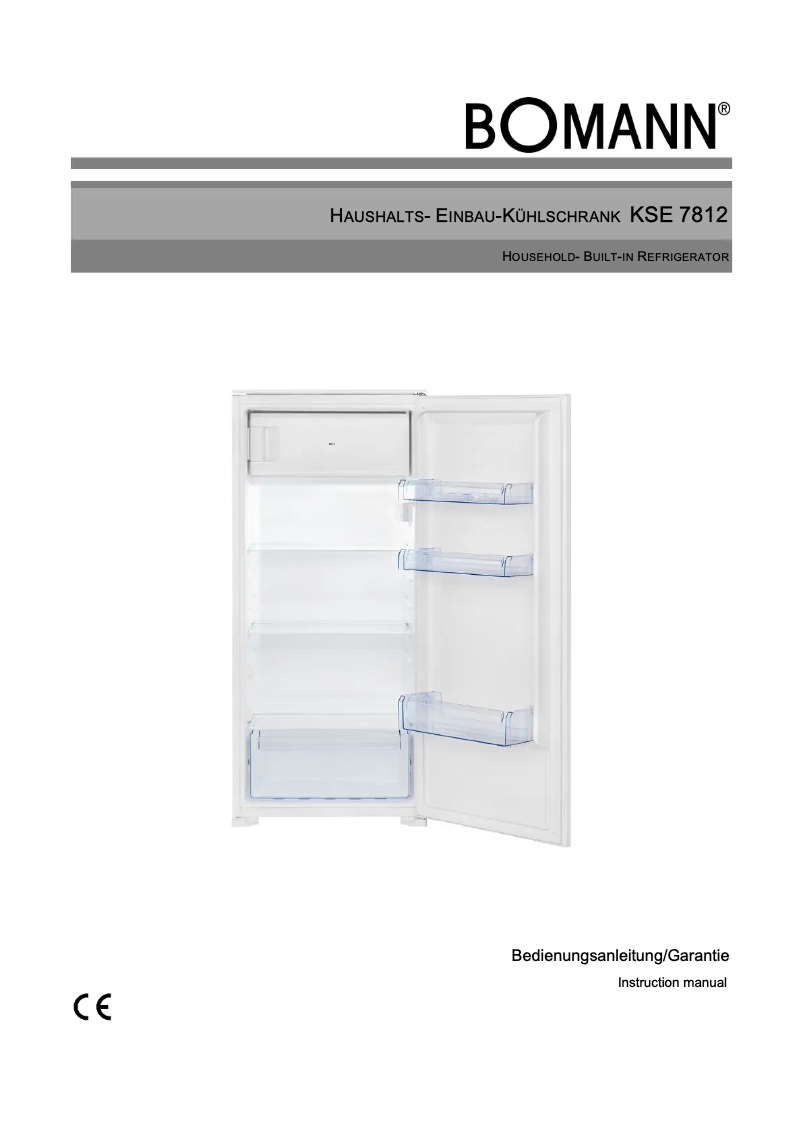 Page 1 de la notice Manuel utilisateur Bomann KSE 7812