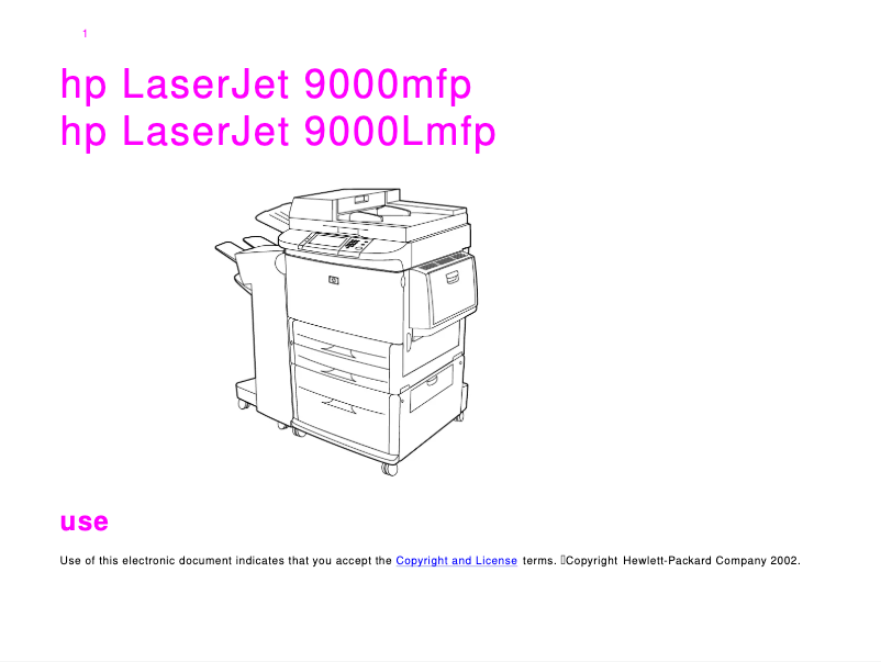 Page n°1 - Manuel utilisateur HP LaserJet 9000n