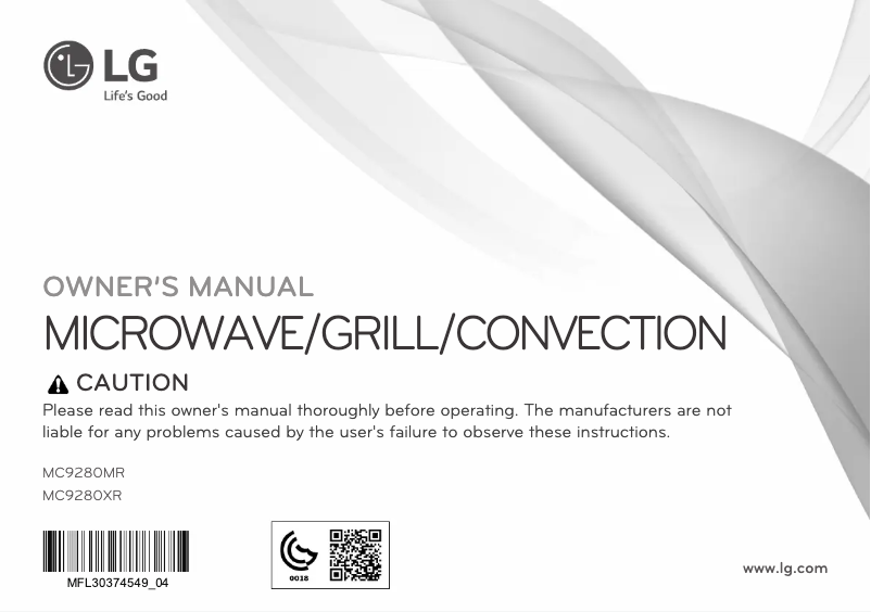 Page 1 de la notice Manuel utilisateur LG MC9280MR