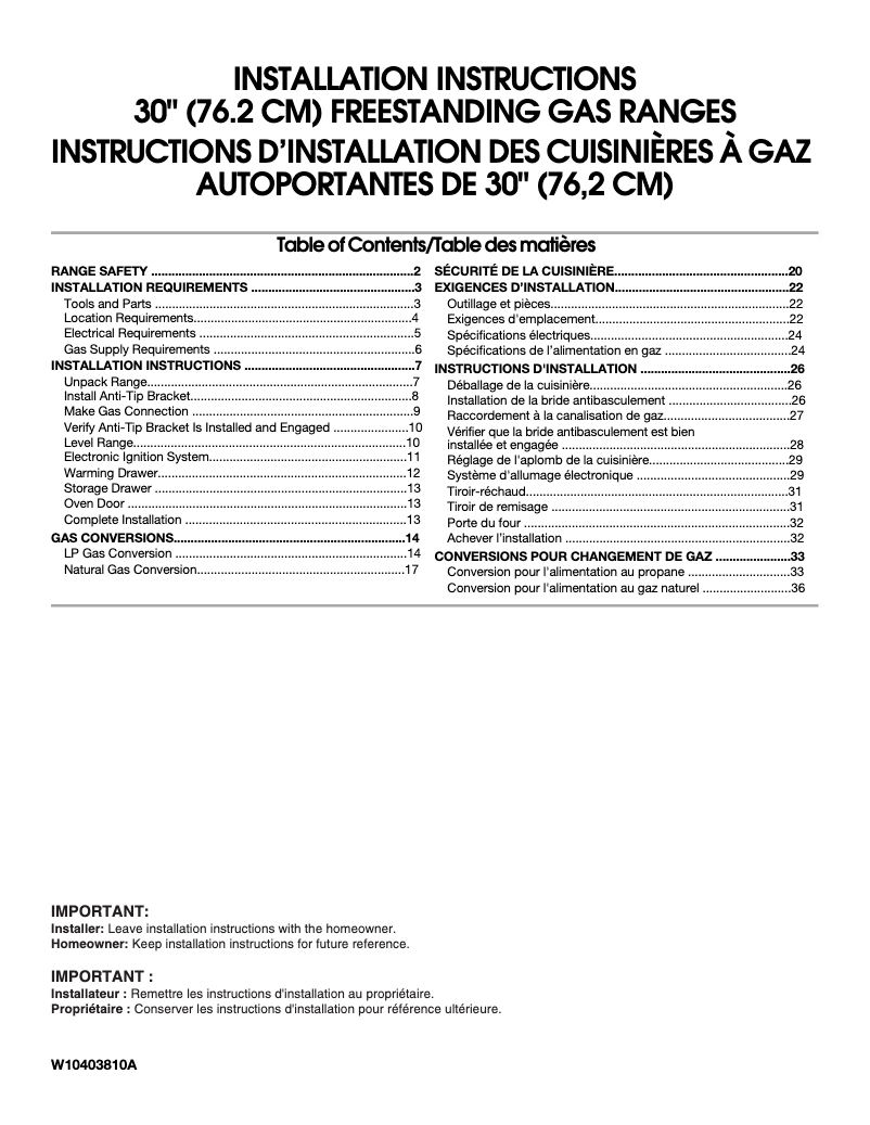 Page 1 de la notice Manuel utilisateur Maytag MGR8775AW