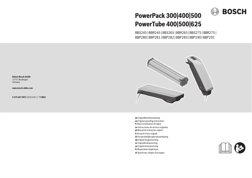 Page n°1 - Manuel utilisateur Bosch PowerTube 625