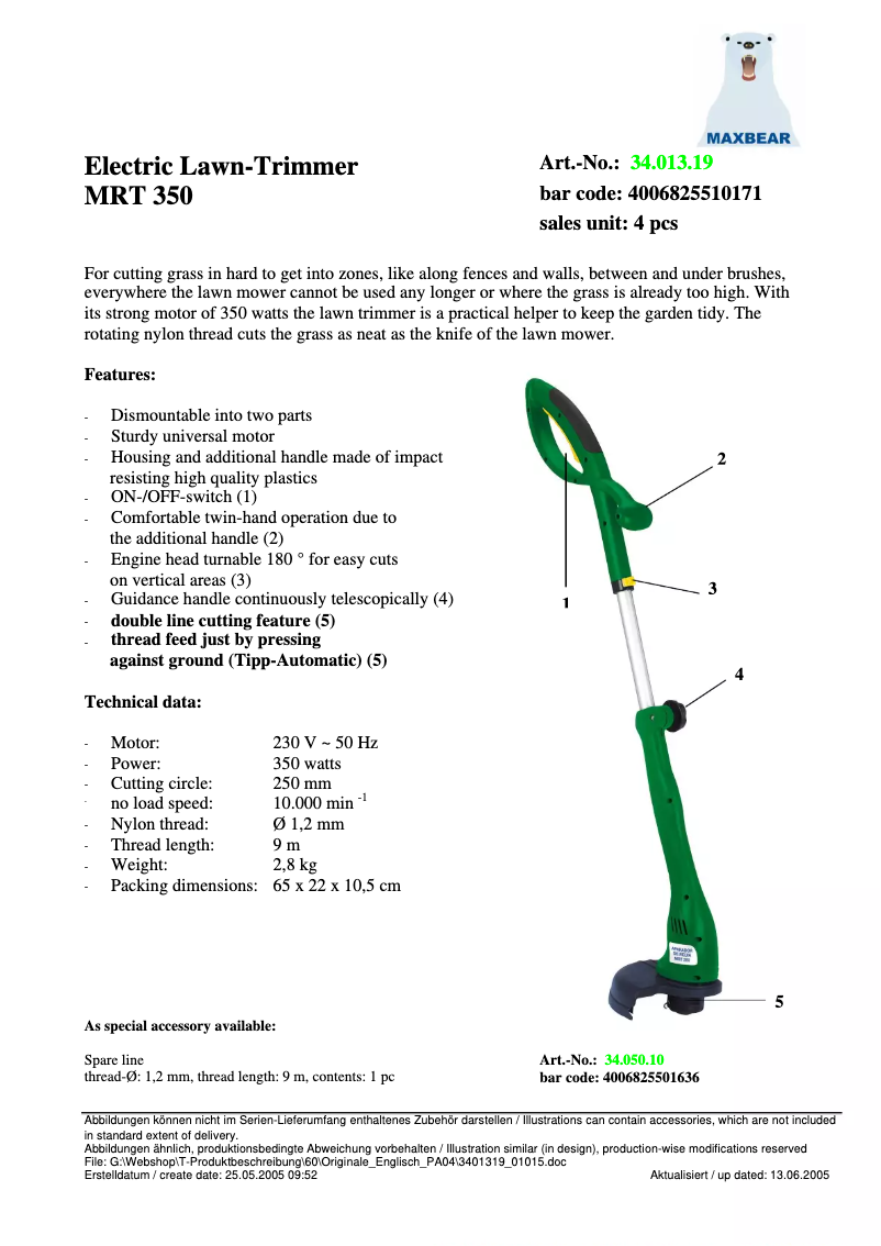 Página 1 del manual Manual de usuario Maxbear MRT 350