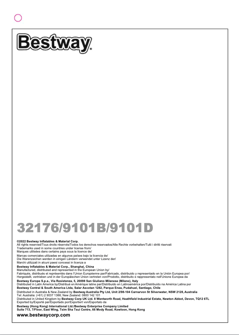 Page 1 de la notice Manuel utilisateur Bestway 32176