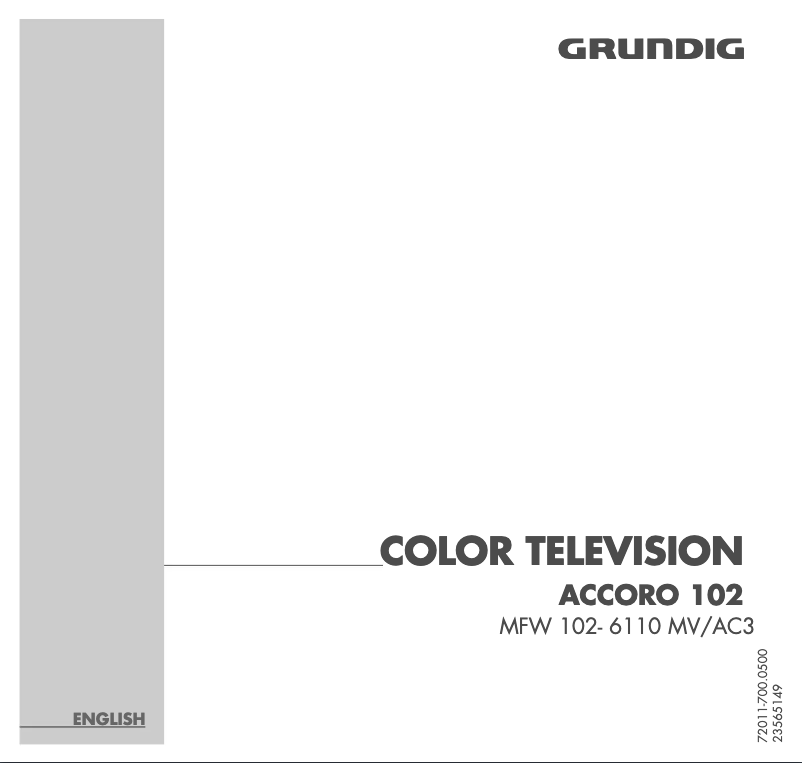 Page n°1 - Manuel utilisateur Grundig ACCORO 102 MFW 102-6110 MV/AC3