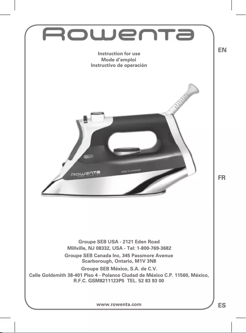 Page 1 de la notice Manuel utilisateur Rowenta Pro-Master DW8080