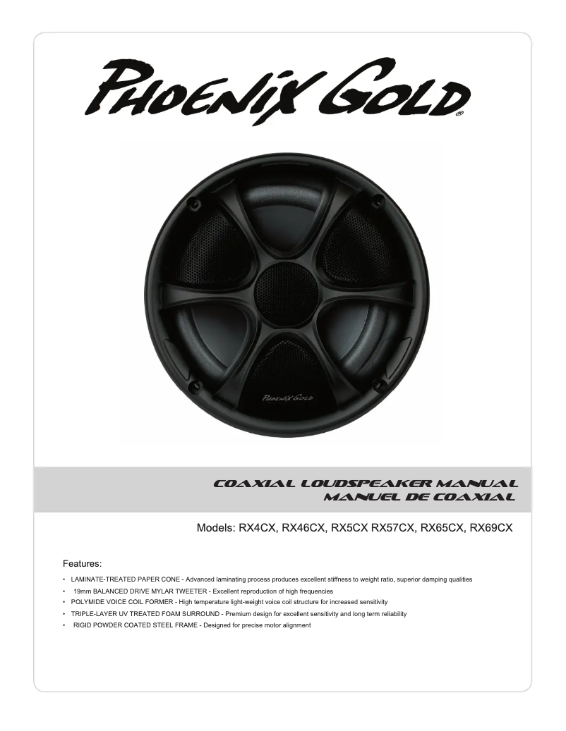 Page n°1 - Manuel utilisateur Phoenix Gold RX5CX