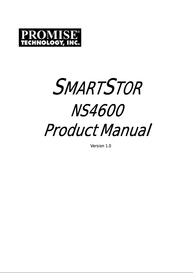 Image de la première page du manuel de l'appareil SmartStor NS4600