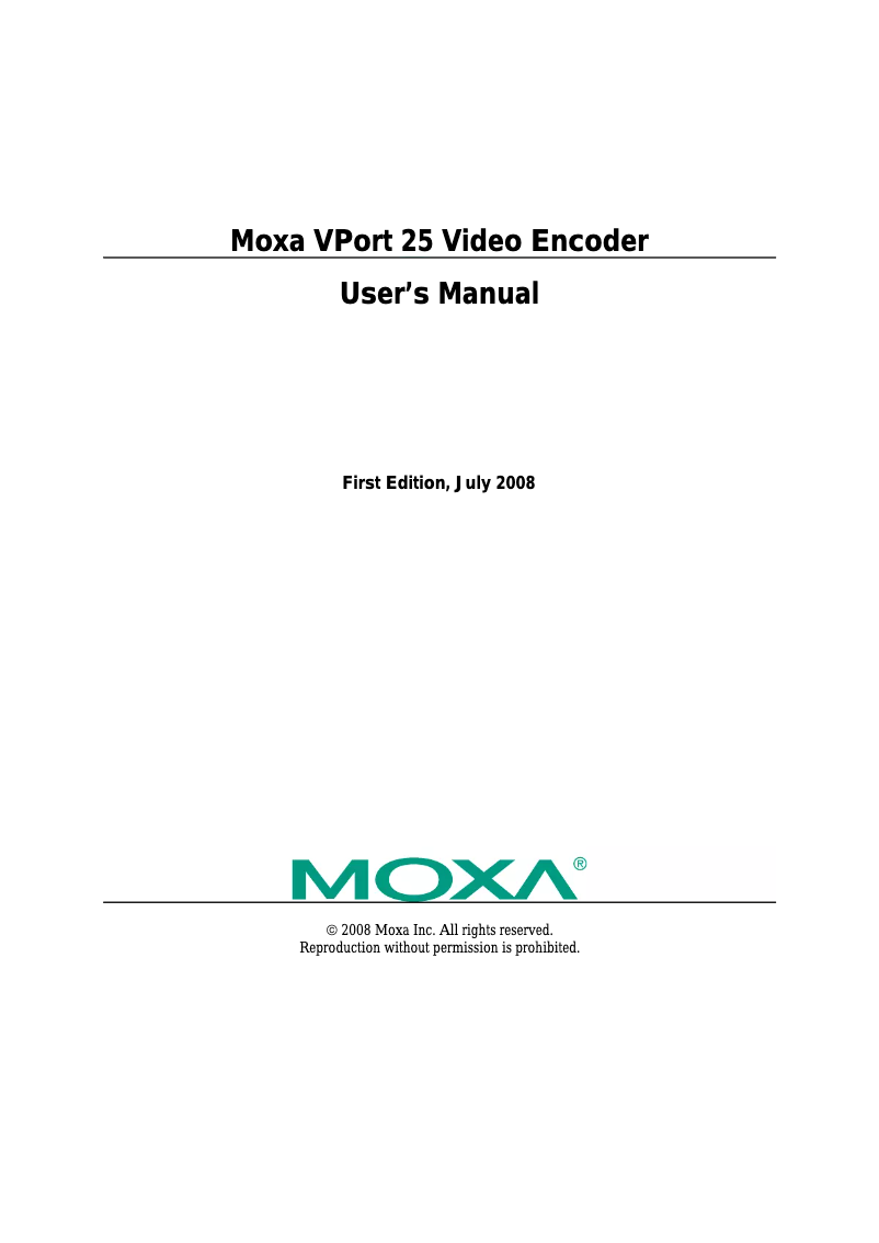 Page n°1 - Manuel utilisateur Moxa VPort 25