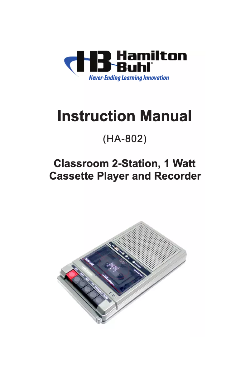 Page n°1 - Manuel utilisateur Hamilton Buhl HA802