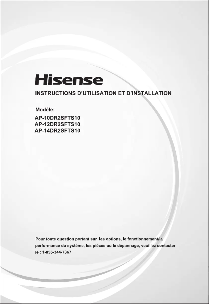 Page 1 de la notice Manuel utilisateur Hisense AP-12DR2SFTS10