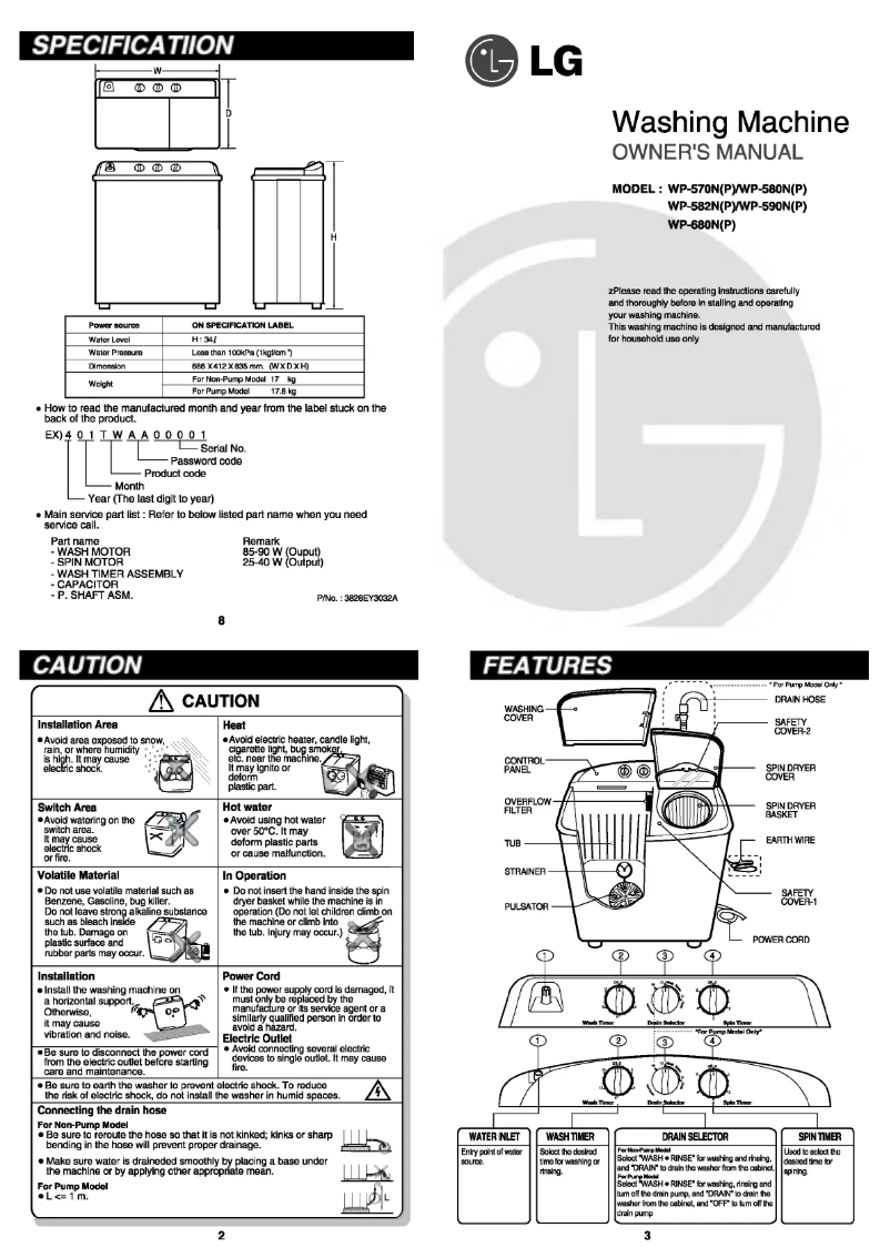 Page n°1 - Manuel utilisateur LG WP-582N