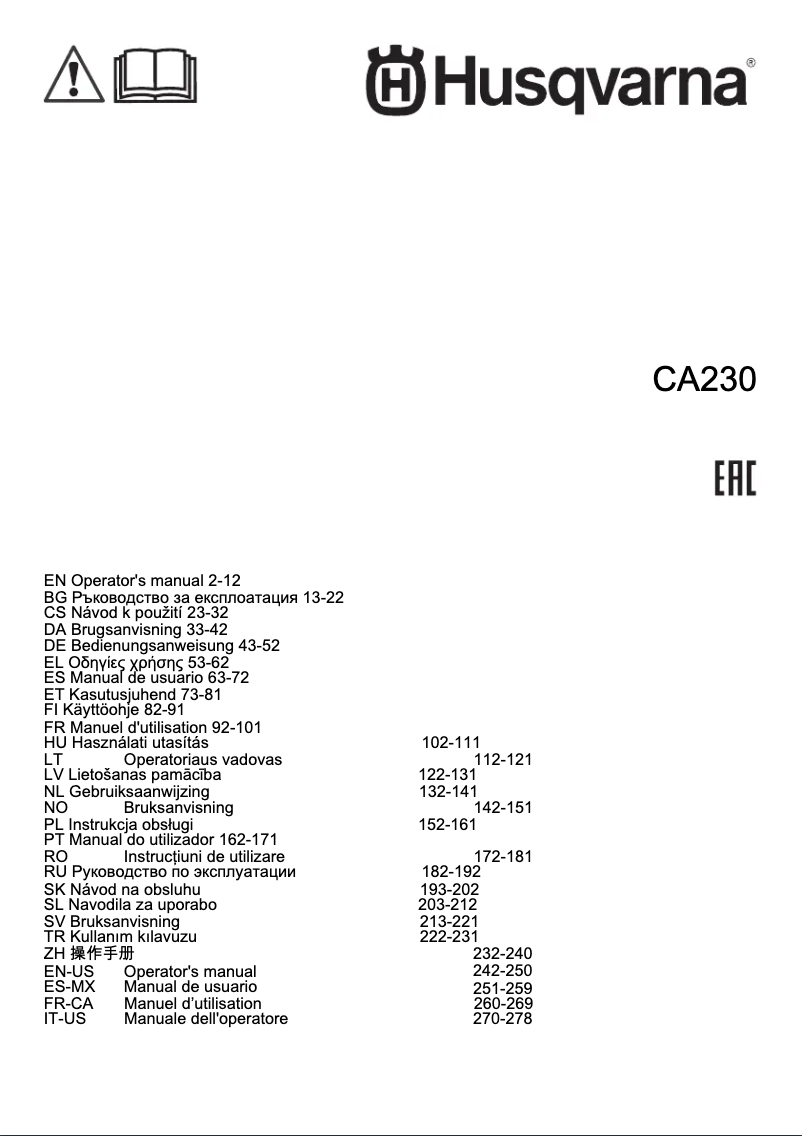 Image de la première page du manuel de l'appareil CA230