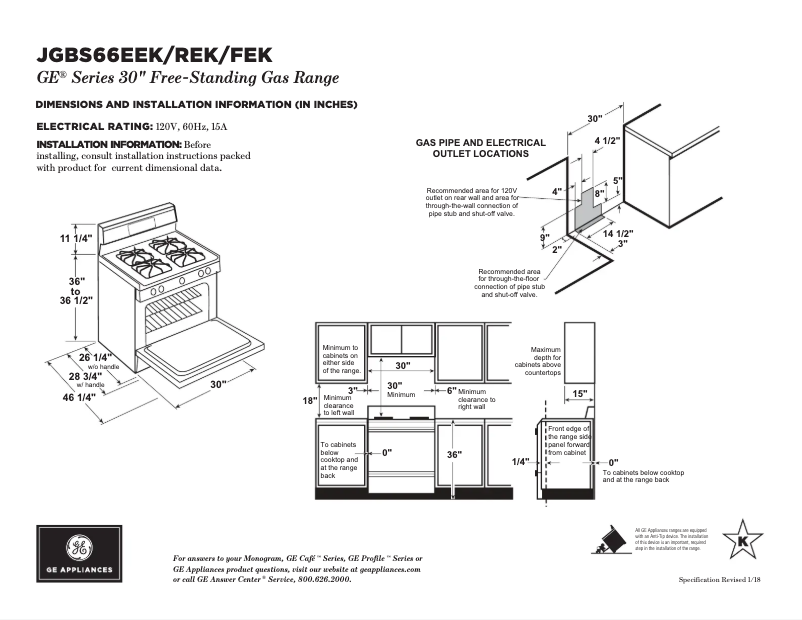 Page n°1 - Fiche technique GE JGBS66FEKDS