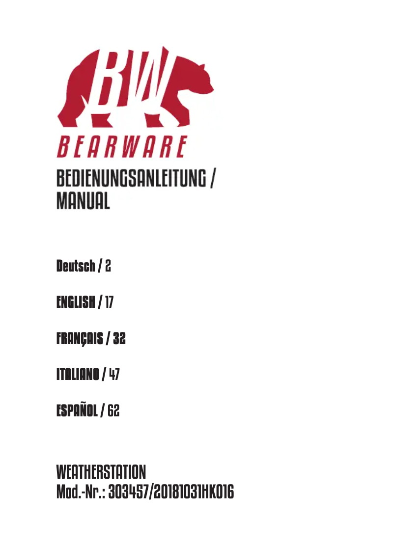 Página 1 del manual Manual de usuario Bearware 303457