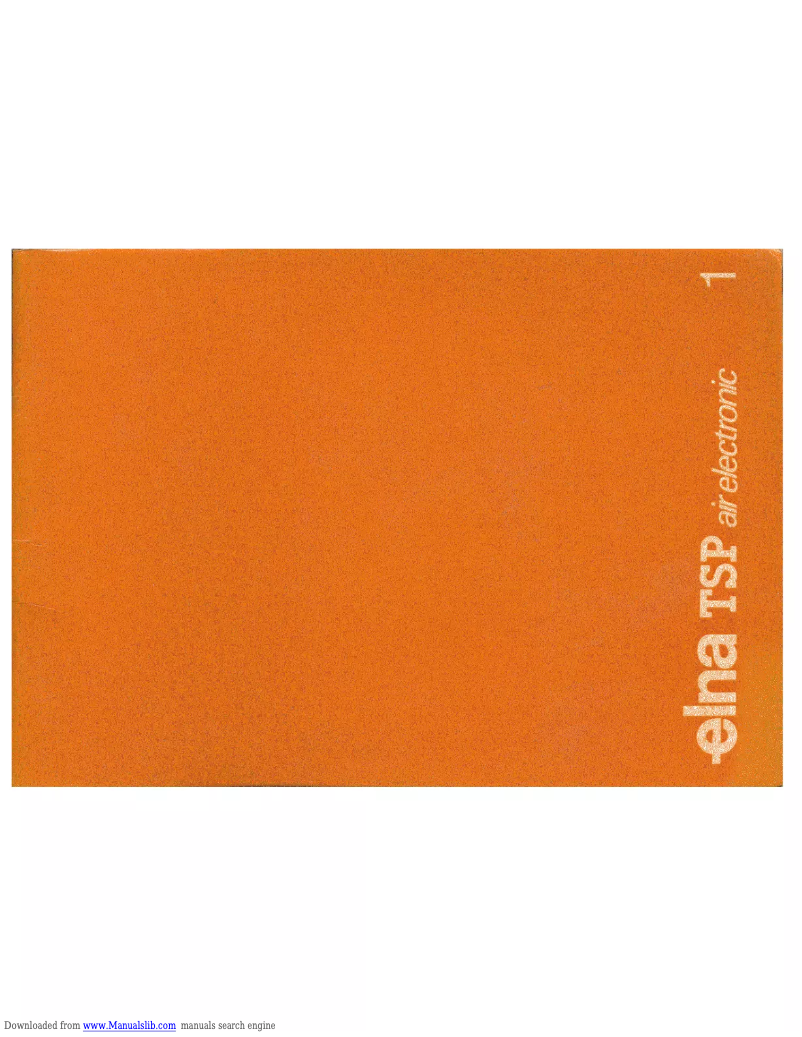 Page n°1 - Manuel utilisateur Elna TSP Air Electronic