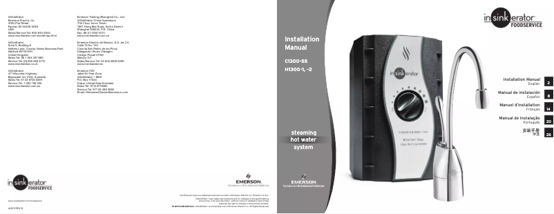 Page n°1 - Manuel utilisateur InSinkErator C1300