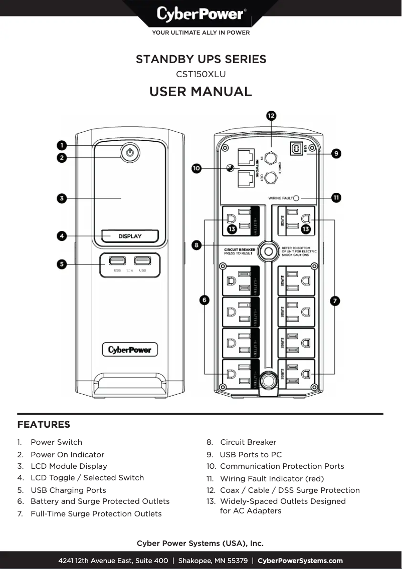 Page n°1 - Manuel utilisateur CyberPower CST150XLU