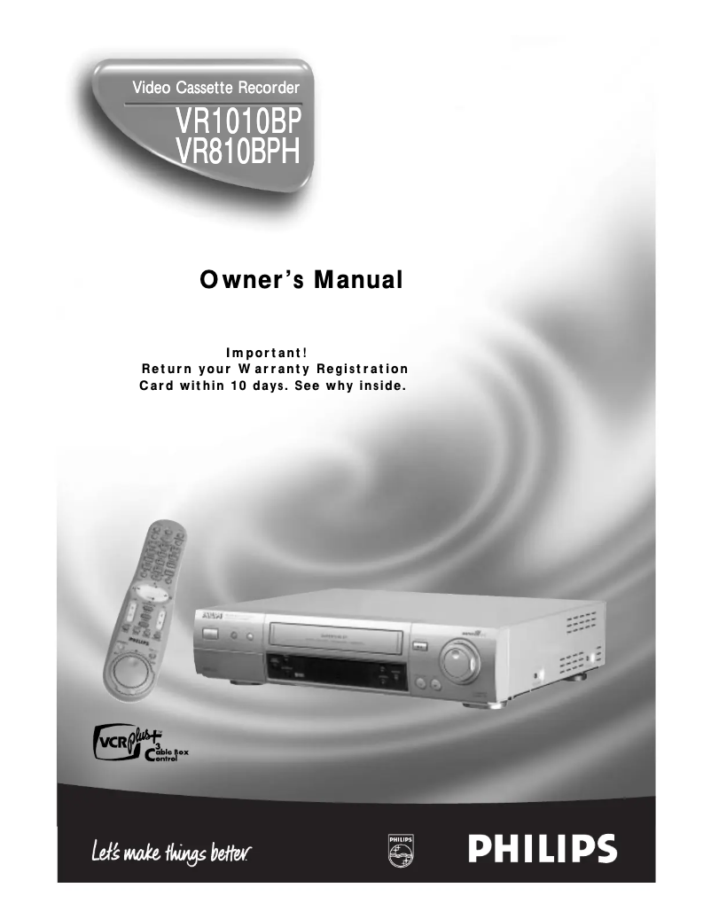 Page n°1 - Manuel utilisateur Philips VR810