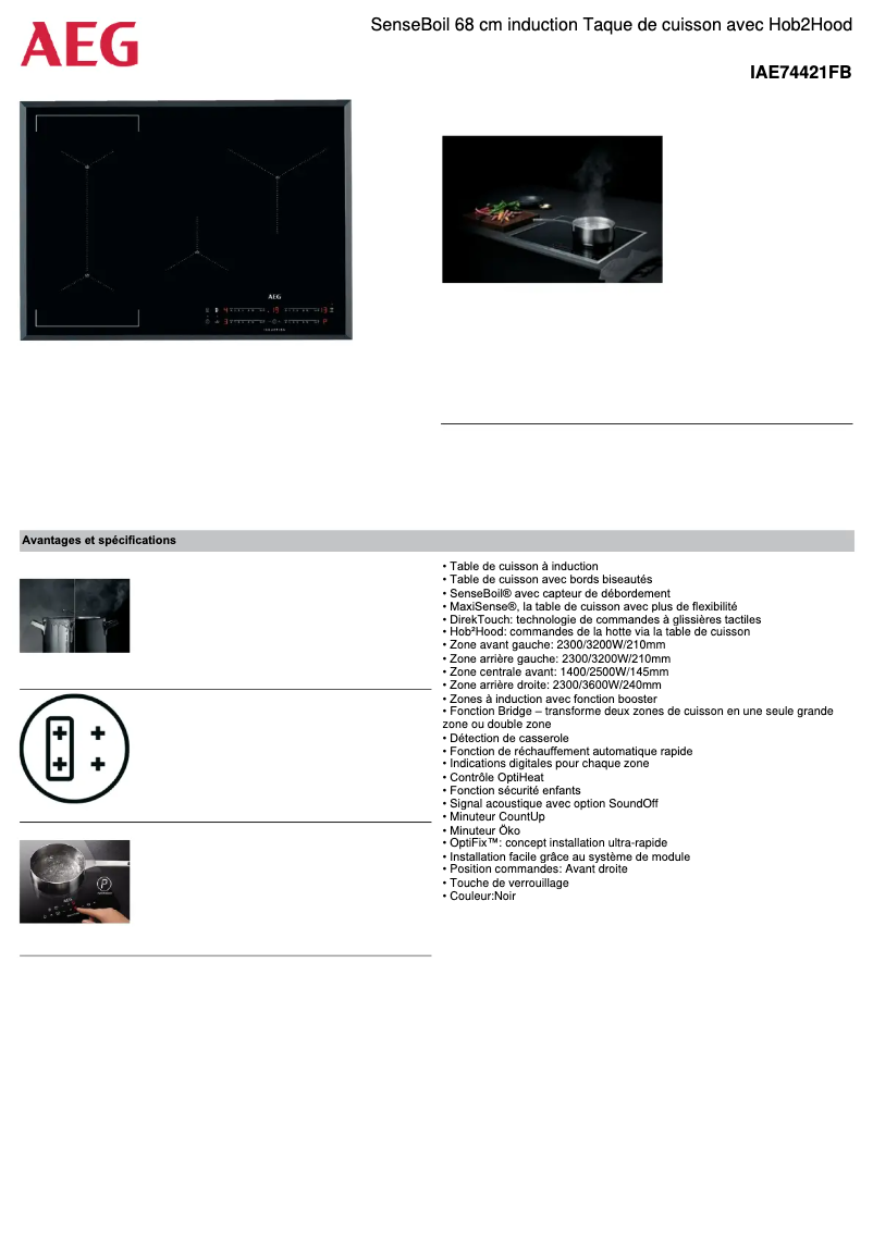 Página 1 del manual Ficha técnica AEG IAE74421FB