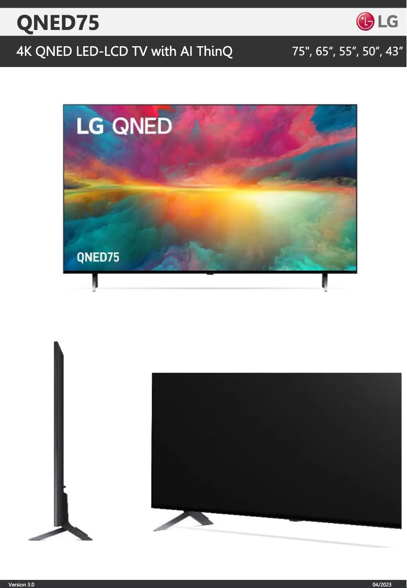 Page n°1 - Fiche technique LG 75QNED75SRA