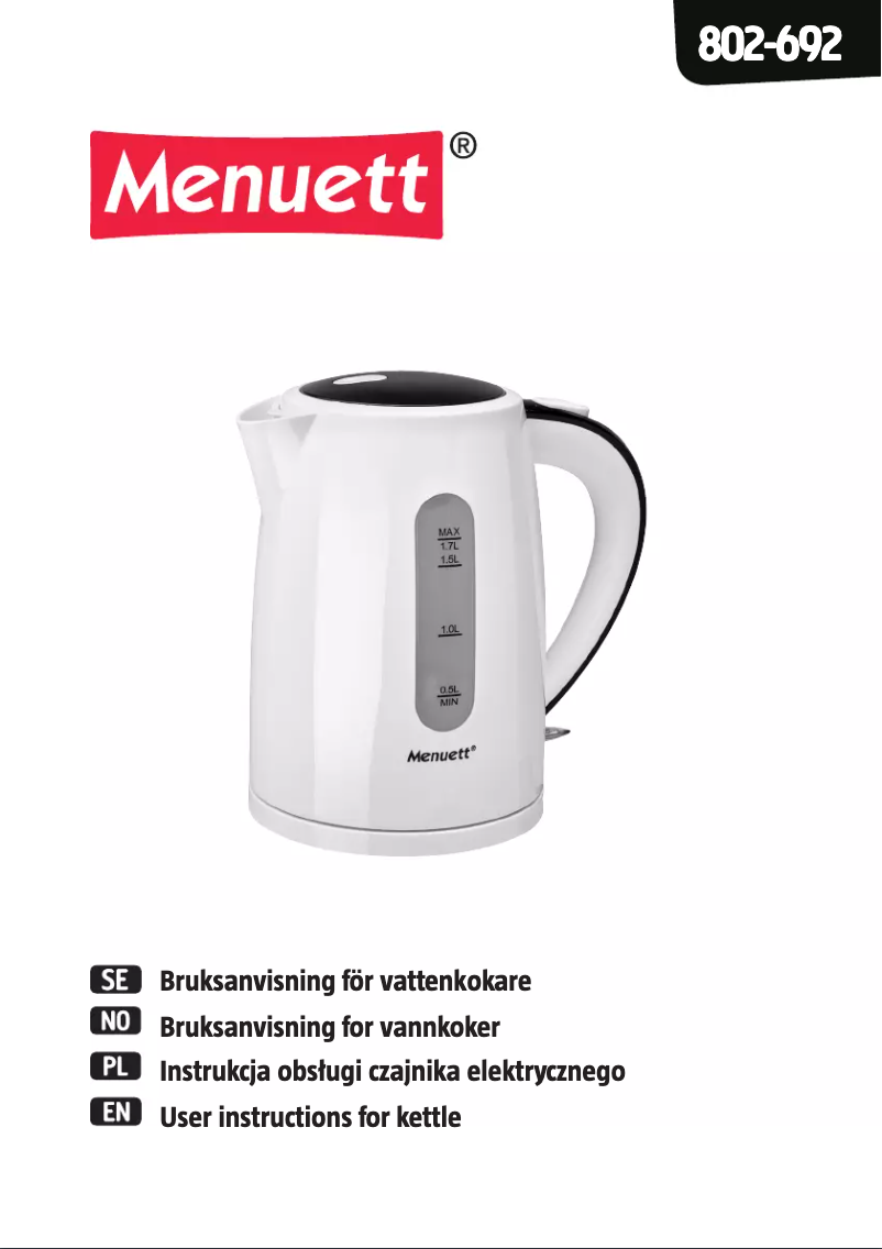 Page n°1 - Manuel utilisateur Menuett 802-692