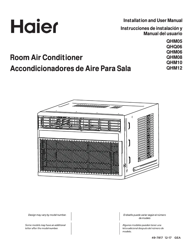 Page 1 de la notice Manuel d'utilisation et d'entretien Haier QHM12AX