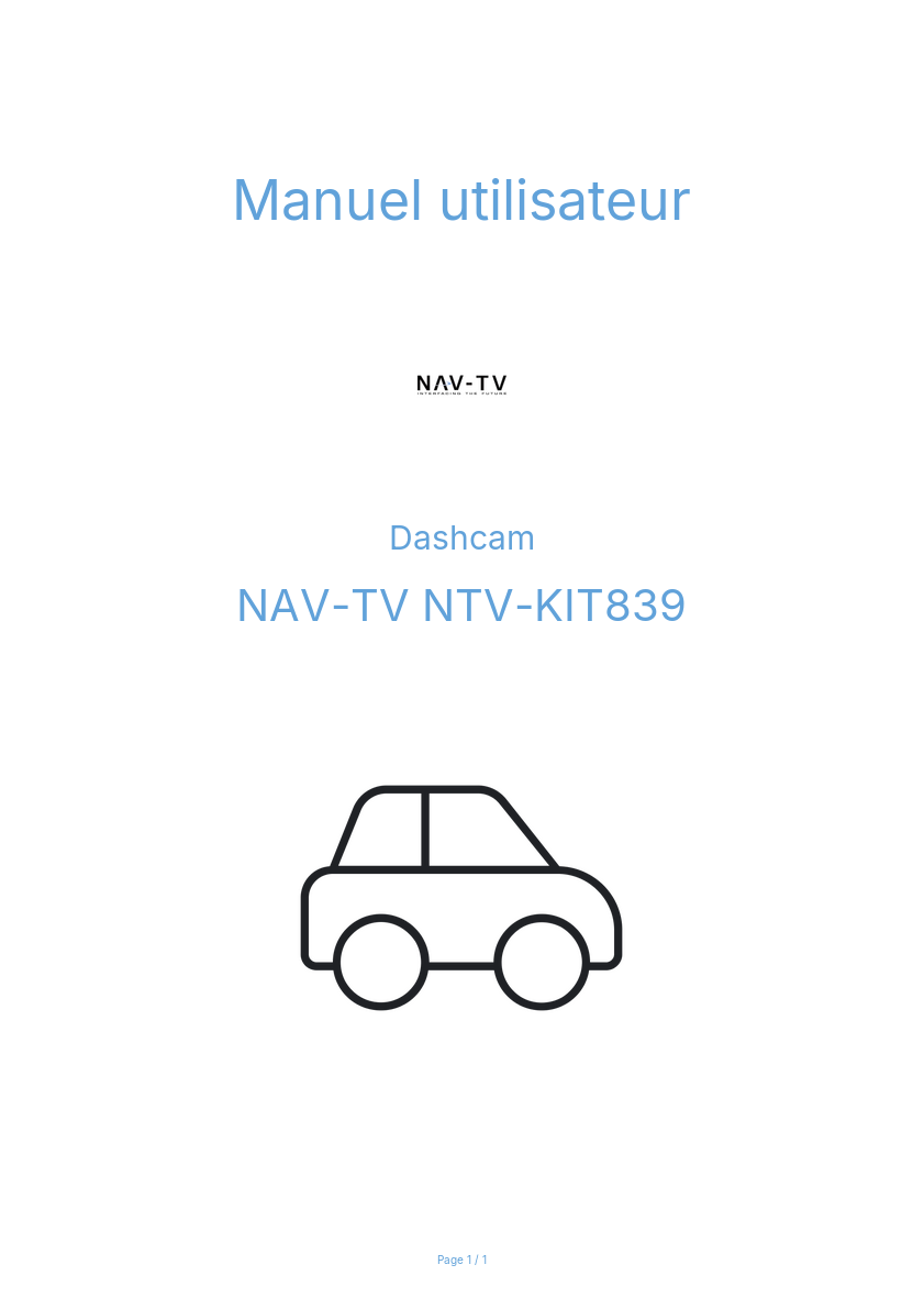 Page n°1 - Manuel utilisateur NAV-TV NTV-KIT839