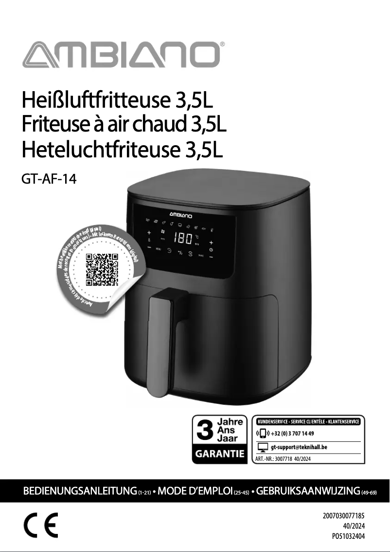 Page 1 de la notice Manuel utilisateur Ambiano GT-AF-14