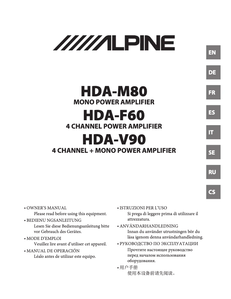 Page 1 de la notice Manuel utilisateur Alpine HDA-M80
