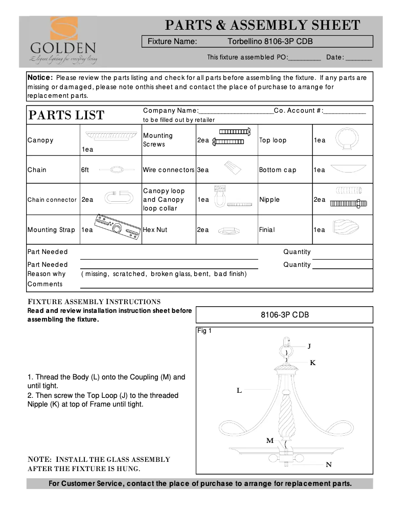Page n°1 - Manuel utilisateur Golden Lighting Torbellino 8106-3P CDB