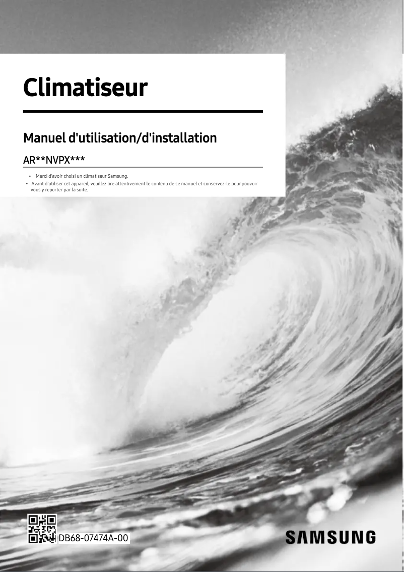 Page 1 de la notice Manuel utilisateur Samsung AR18NVPXCWK