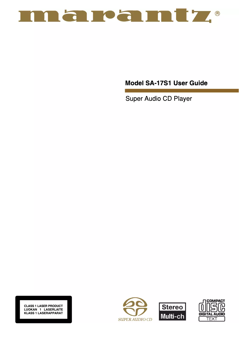 Page 1 de la notice Manuel utilisateur Marantz SA-17S1
