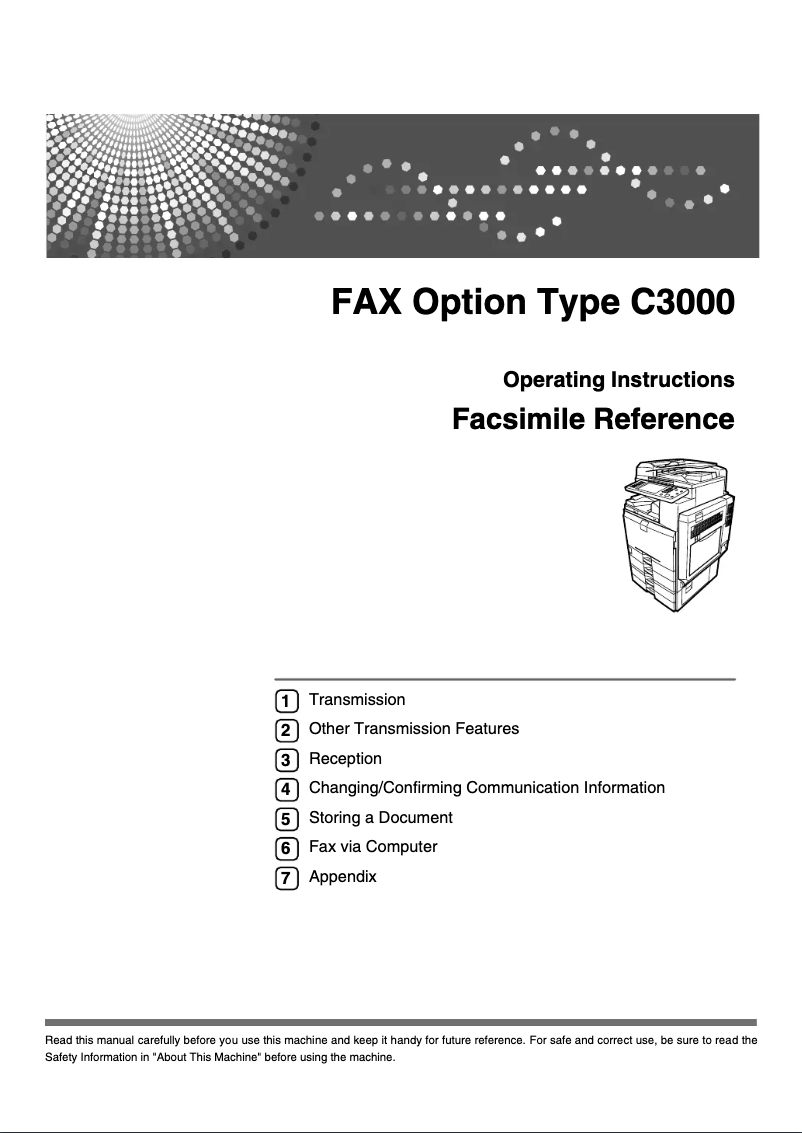 Image de la première page du manuel de l'appareil Aficio MP C3000