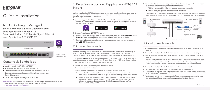 Page n°1 - Guide d'installation Netgear GC110P