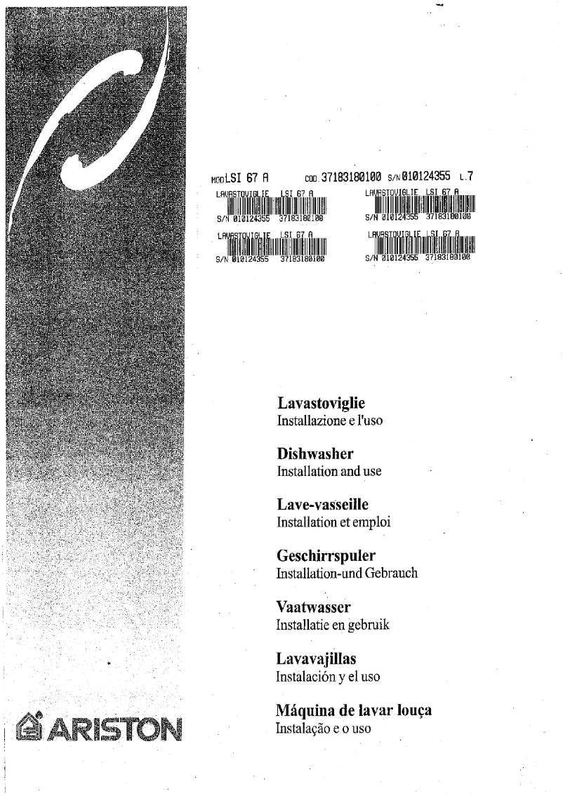 Page 1 de la notice Manuel utilisateur Ariston Thermo LSI 67 A