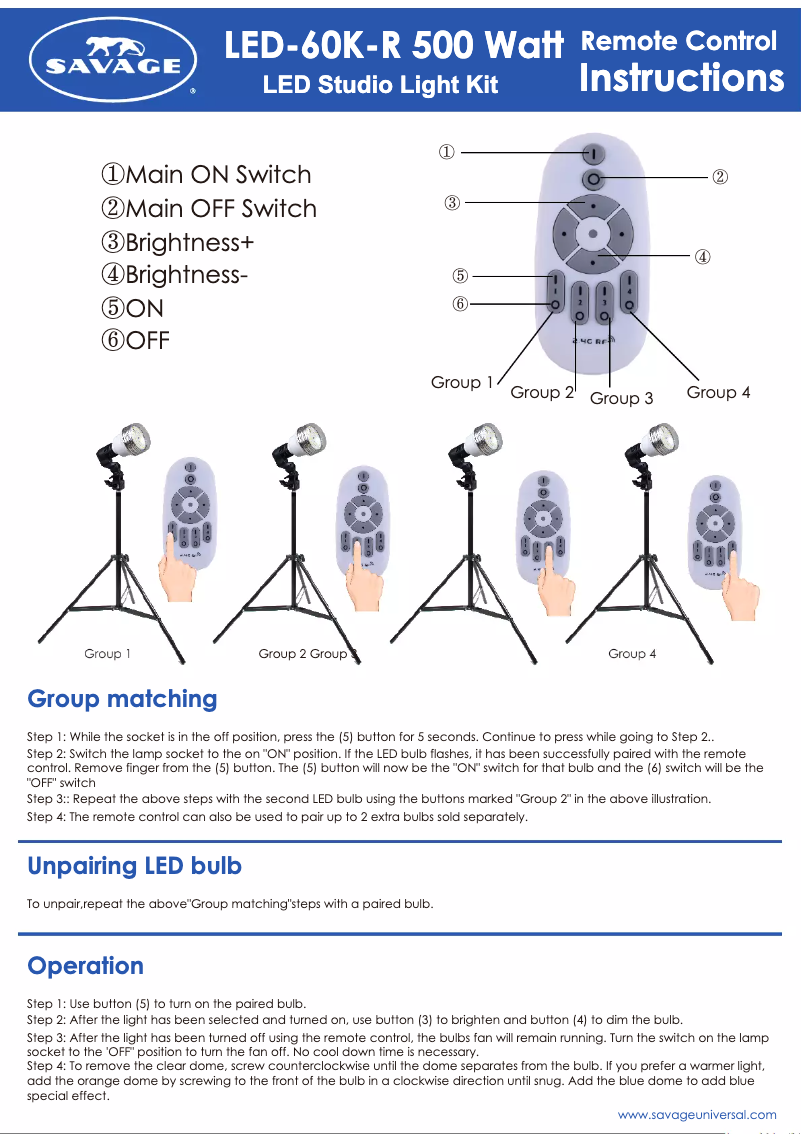 Page n°1 - Manuel utilisateur Savage LED60K-R