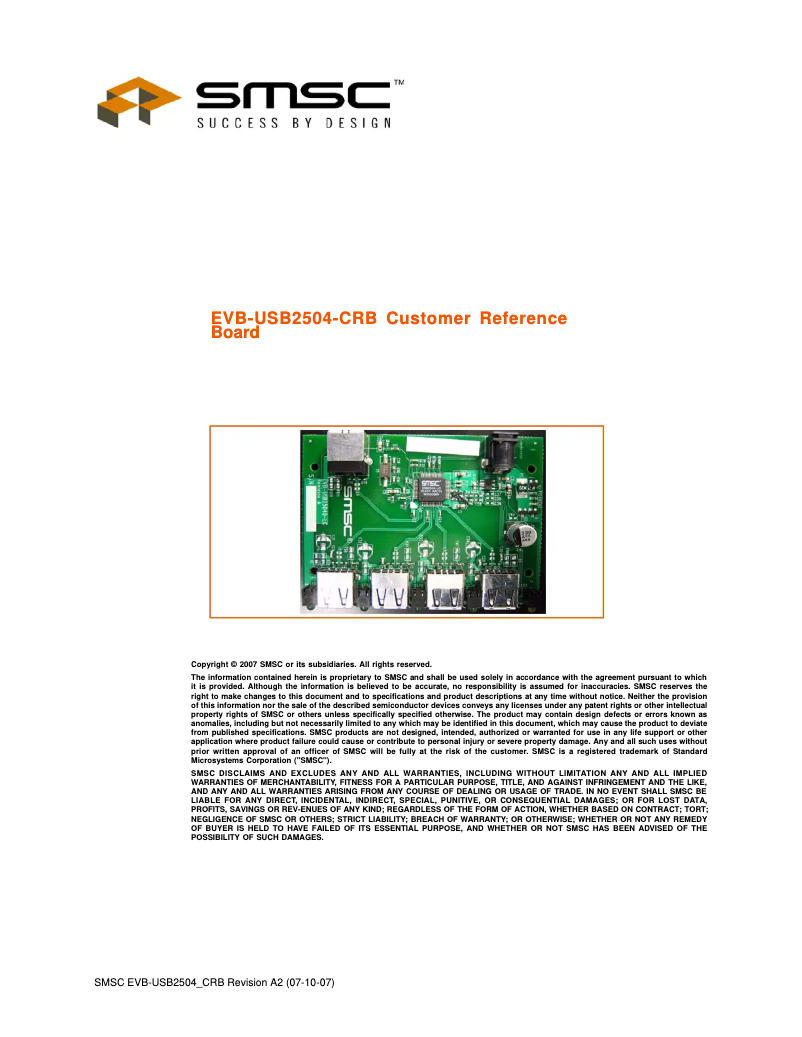 Page 1 de la notice Manuel utilisateur Microchip EVB-USB2504-CRB
