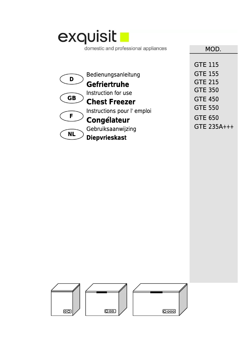 Page n°1 - Manuel utilisateur Exquisit GTE 215-9A+