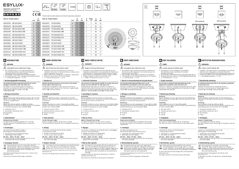 Page 1 de la notice Manuel utilisateur Esylux PD 360i/8 Basic